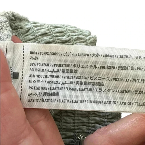 Abercrombie & Fitch Smocked Blouse Shirt With Tie Front Size Small Green - Picture 5 of 8